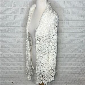 Vintage White Crochet Open Knit Wrap